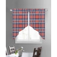 thumbnail image 3 of Orange Blue Swag Valances for Windows, British Style Buffalo Plaid Lattice Rod Pocket Sheer Valances for Small Windows, Swag Toppers Light Filtering for Kitchen Living Room 2 Panels 36''x36'', 3 of 6
