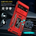 thumbnail image 6 of Google Pixel 9 / 9 Pro Case with Lens Protection, Ring Holder with Camera Cover & Kickstand Military Grade Shockproof Heavy Duty Protective Support Magnetic Car Mount Holder, Red, 6 of 7