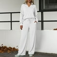thumbnail image 5 of felwors Women's 2 Piece Lounge Sets Side Slit Outfits Wide Leg Tracksuit Comfy Loungewear Fashion Sweatsuit White, M, 5 of 8