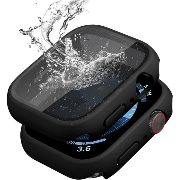 MSHUN 2 Pack Apple Watch Case 42mm for Series 10 Screen Protector, [26 Degree Anti Spy,Touch Sensitive] Ultra-Thin Glass Lightweight Cover Bumper for iWatch Ultra 8 9 10 SE 42/44/45/46/49mm,Black