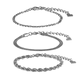 thumbnail image 1 of Set de 3 Pulseras Mujer, LuckyLy  Brazaletes tipo Cadenas de Acero Inoxidable Baño de Oro 18k o Color Plata – Joyería y Accesorios ideales como Regalos para Mujer Cumpleaños y Regalos para plateado, 1 of 7