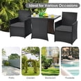 thumbnail image 6 of Gymax 3PCS Patio Wicker Bistro Set PE Rattan Dining Table Set w/ Grey Cushions, 6 of 10