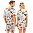 thumbnail image 5 of IYYVV Halloween Couple Matching Pajama Set Aesthetic Ghost Face Silk Satin Sleepwear Short Sleeve Button Down 2 Pieces Loungewear White S, 5 of 5