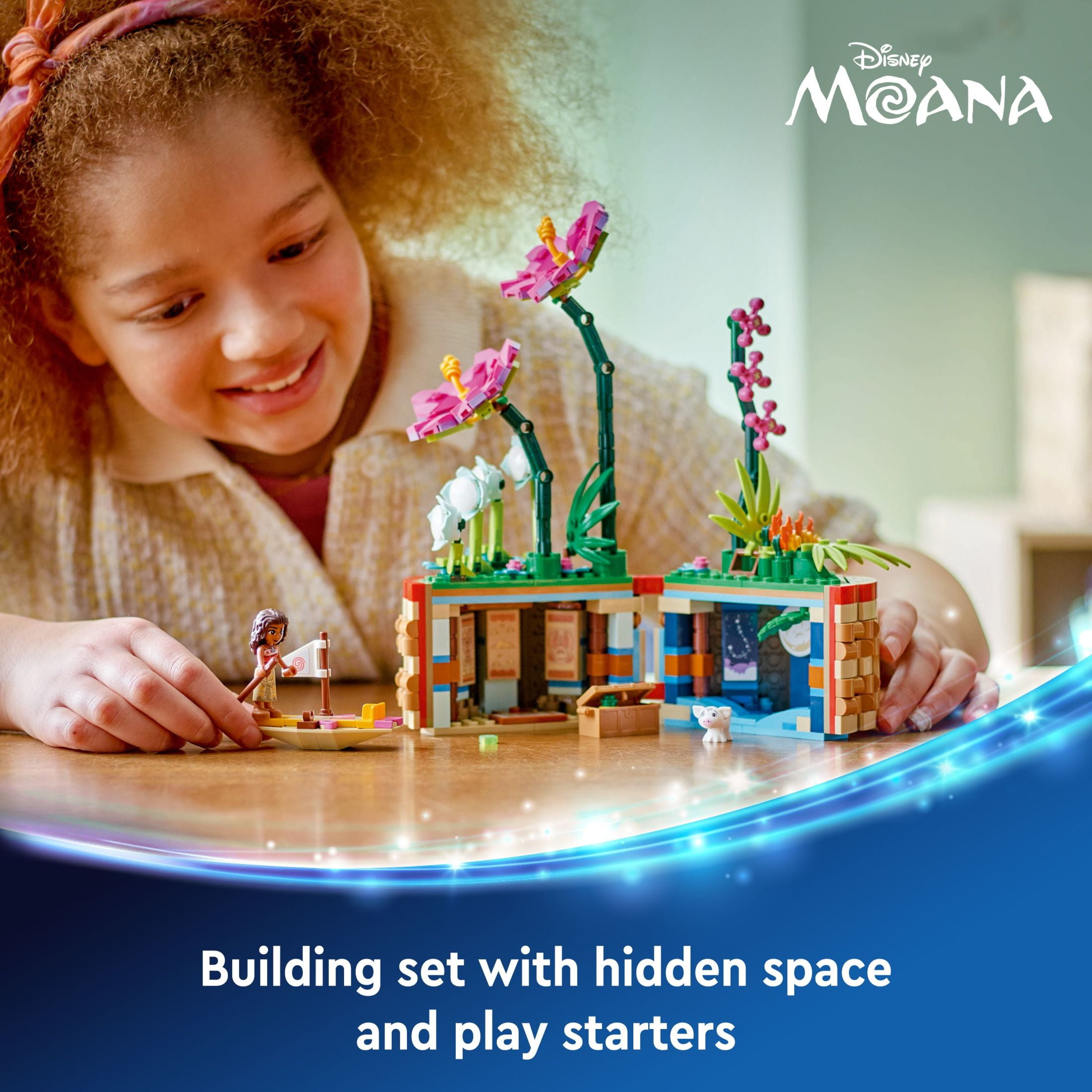 LEGO | Disney Moana’s Flowerpot Buildable Flower Toy, Playset for Kids Includes Pig Figures, Moana Doll, Hidden Room, and Sailboat, Disney Birthday Gift Idea for Girls and Boys, 43252