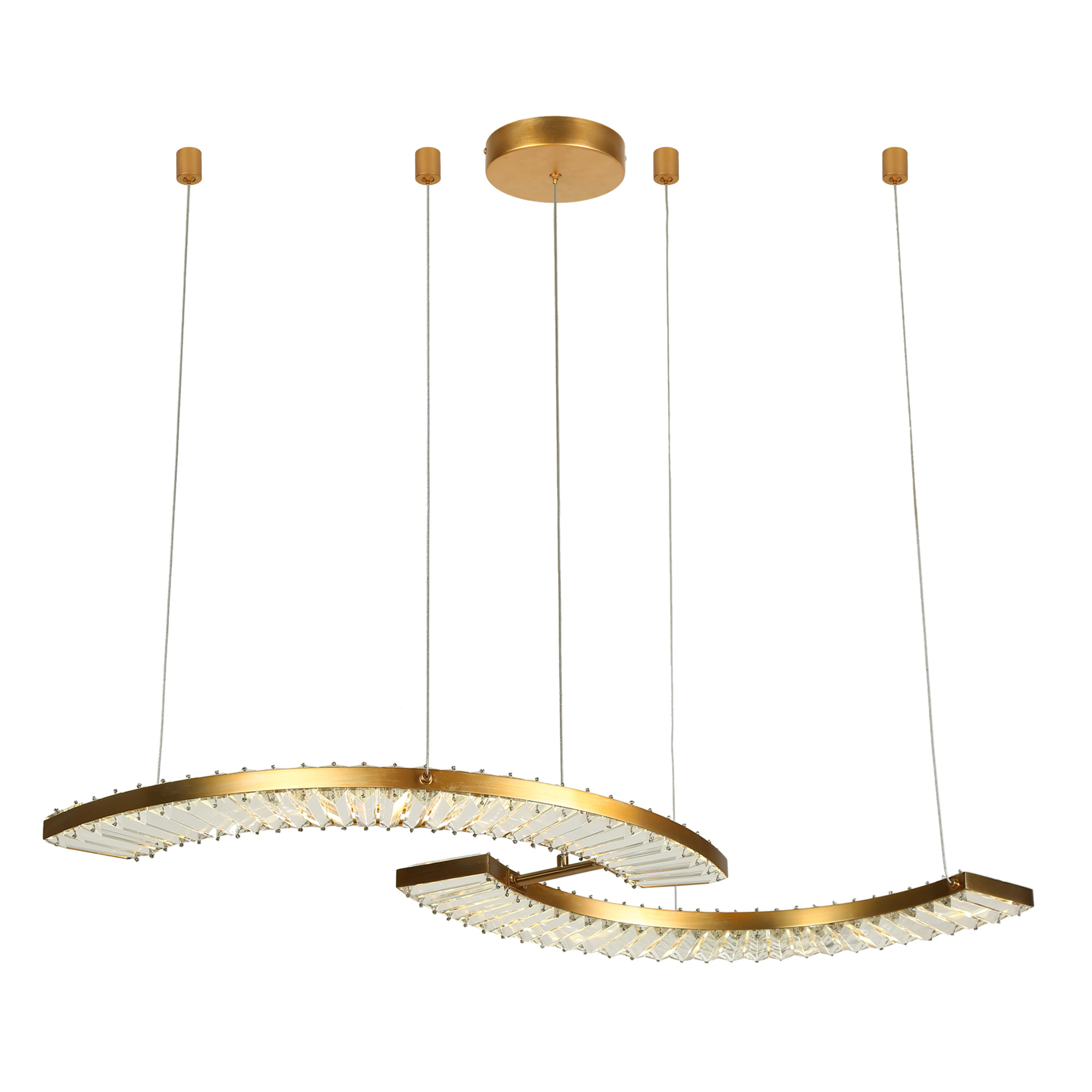 LNC MoaningMurtle 1-Lights 40.4" Luxury and Glam Crystal Integrated LED Kitchen Island Lights, Gold