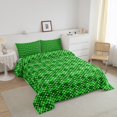 thumbnail image 3 of Erosebridal Green Checkered Bedding Comforter Set, Square Geometric Comforter Sets , Abstract Reversible Down Comforter, Lightweight Bedroom Decorative, 2pcs, 3 of 8