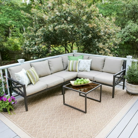 Blakely 5pc Aluminum Corner Sectional - Tan - Leisure Made