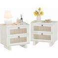 thumbnail image 2 of LAZZO Nightstands Set of 2, 23.6" Wide Large Bedside Tables with 2 Rattan Drawers for Bedroom, White, 2 of 9