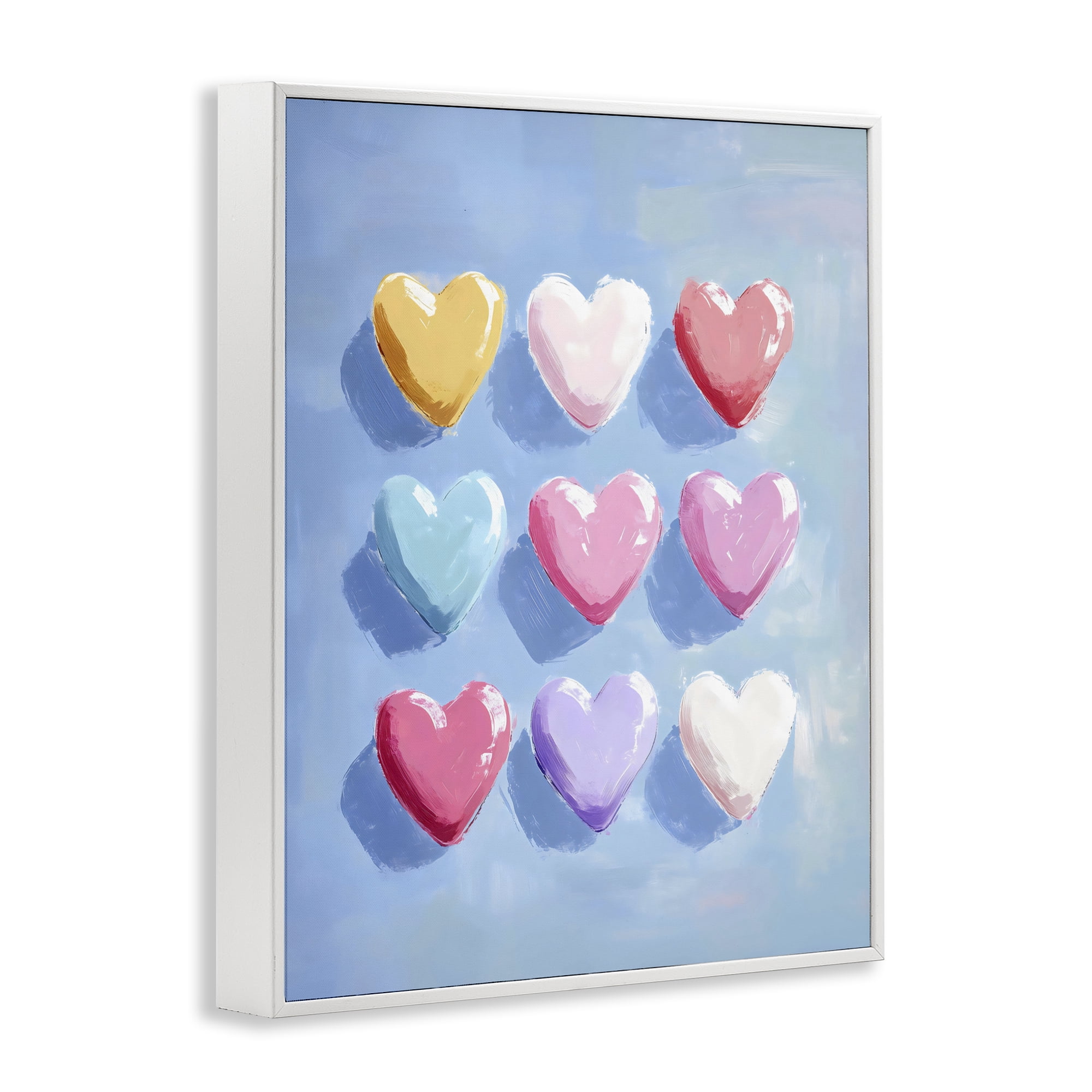 Stupell Industries Pastel Heart Grid White Framed Giclee Art, design by The Prints Vibe