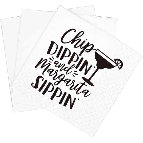 20pcs Funny Sarcastic Quotes Cocktail Napkins, Funny Chip Dippin And Margarita Sippin Disposable Paper Party Cocktail Napkins , 5x5" 5"x5"