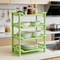 thumbnail image 4 of Four Layer Bathroom Storage Rack Multi Tier Organizer for Countertop Shower and Kitchen Shelves(Green), 4 of 6