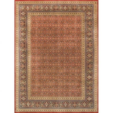 Pasargad Home HERATI RUST 8X8 Baku Collection Hand-Knotted Lamb's Wool Area Rug- 8 ft. 0 in.  X 8 ft. 0 in.