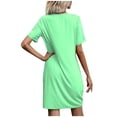 thumbnail image 3 of ZZwxWA Womens Summer Casual V Neck T-Shirt Dress Trendy Twist Hem Short Sleeve Loose Loungewear Nightgowns Solid Color, 3 of 3