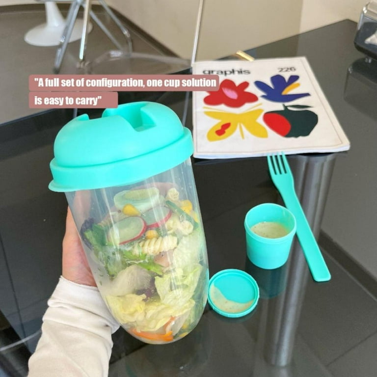 LAWRNCH Keep Fit Salad Meal Shaker Cup, Fresh Salad Cup to Go with Fork & Salad Dressing Holder, Salad Shaker Container to Go, Portable Fruit and