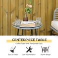thumbnail image 5 of Outsunny 3 Piece Patio Bistro Set, PE Rattan Outdoor Furniture with Cushioned Barrel Chairs & Glass Coffee Table, Conversation Set, Cream White, 5 of 9