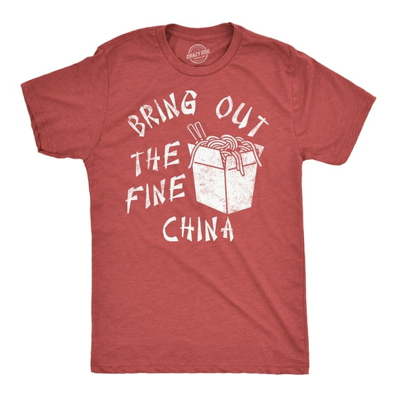 Mens Funny T Shirts Bring Out The Fine China Sarcastic Takeout Graphic Tee for Men Graphic Tees