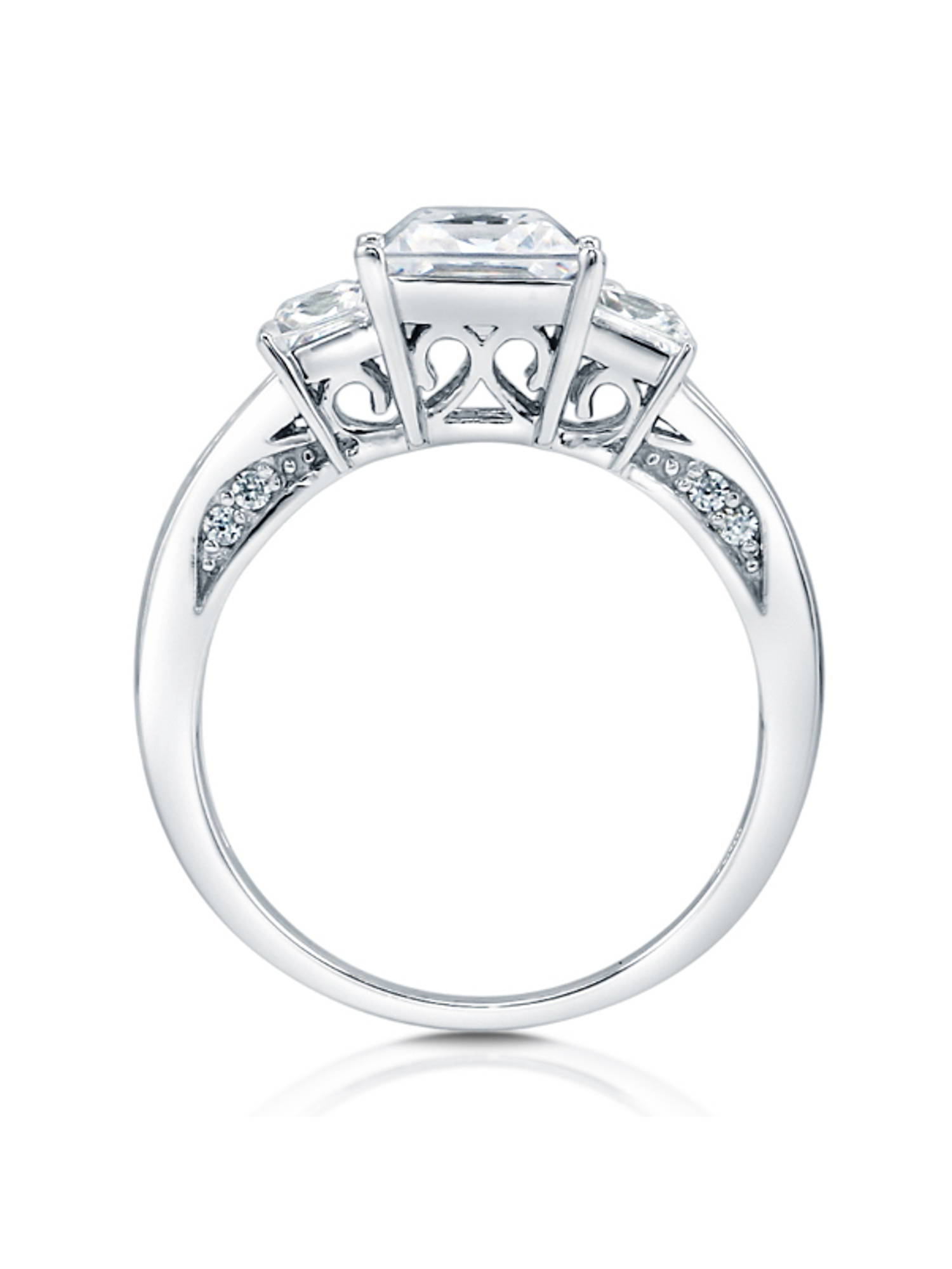 BERRICLE Sterling Silver 3-Stone Wedding Engagement Rings 1.6 Carat Princess Cut Cubic Zirconia CZ Promise Ring for Women, Rhodium Plated Size 10