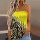 thumbnail image 2 of Playeras,Blusas y Tops,Ropa para Mujer Mujeres Racerback Camisetas sin mangas Camiseta de tirantes sin mangas con estampado floral para mujer, cintura elástica plisada, sin espalda (Yellow, M), 2 of 4
