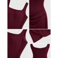 thumbnail image 4 of Red Solid Color Elegant Sleeveless Square Neck Maxi Bodycon Dress For Women, 4 of 6