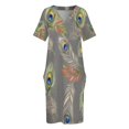 thumbnail image 6 of Peacock Feather Print Design Loose Pocket Dress Dresses Summer Summer Dresses for Women, 6 of 9