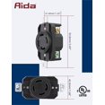 thumbnail image 3 of AIDA 30 Amp, 125/250 Volt Grounding Heavy Duty Turnlok Single Twist-Lock Receptacle Generator, 3-Pole, 4-Wire, NEMA L14-30R, Side Wire, Industrial Grade, Black, UL Listed, 040586, 3 of 6