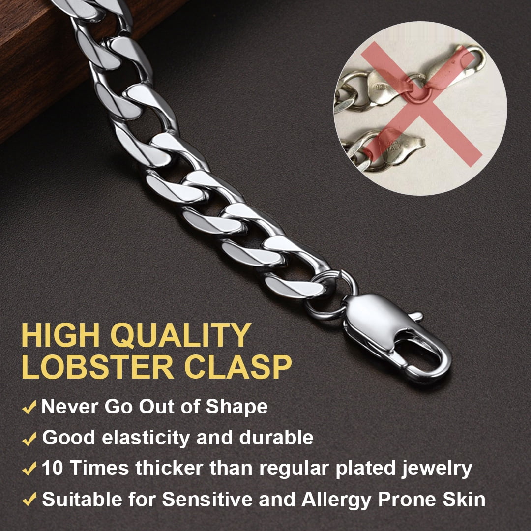 ChainsHouse Men's Cuban Link Bracelets 9mm Waterproof Stainless Steel Chain Bracelet Jewelry Gift, 9inch