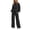 Black, variant on Women's Two Piece Sweatsuits Long Sleeve Drawstring High Neck Sweatshirts Elastic High Waist Wide Leg Pants Casual Sports Lounge Tracksuit Sets