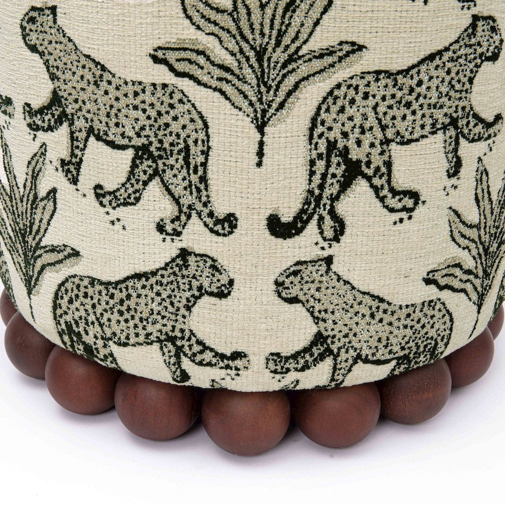 TOV Furniture Dex Cream Leopard Jacquard Ottoman