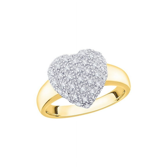 Diamond Heart Ring in 10K Yellow Gold (1/3 cttw) (I-Color, SI3/I1-Clarity) (Size-9)