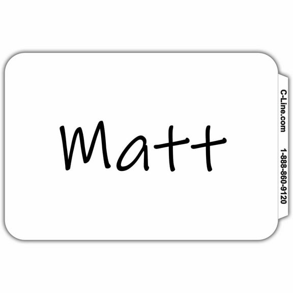 C-Line Plain Name Badges 3-1/2"x2-1/4" 100/BX White 92277