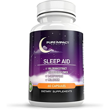 Pure Imapact 10-in-1 Natural Sleep Aid Capsules | Non-Habit Forming Supplement for Longer Deeper Rest with Calcium, Chamomile, Goji, St Johns Wort, 10 Mg Melatonin - 60 Capsules (Pack of 2)