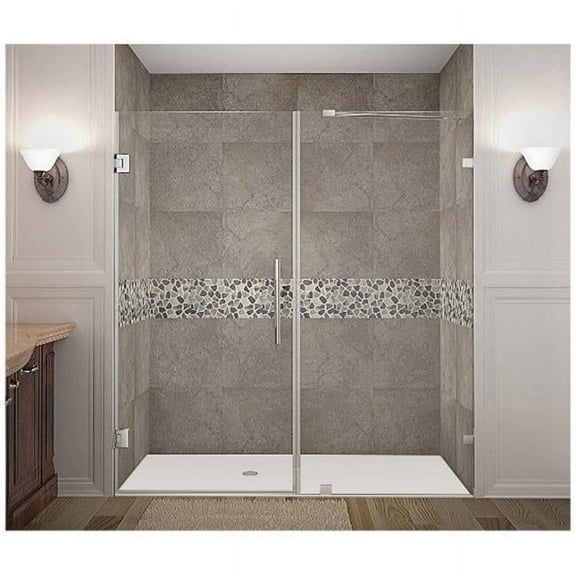 Nautis 76 x 72 in. Completely Frameless Hinged Shower Door in Chrome