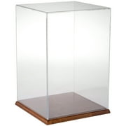 Plymor Clear Acrylic Display Case with Hardwood Base, 10" W x 10" D x 15" H