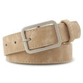 thumbnail image 2 of Women's Men's Suede Leather Belts with Silver Buckle Khaki One Size, 2 of 3
