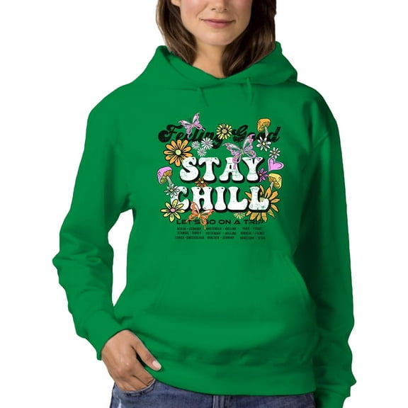 Feeling Good Stay Chill Groovy Hoodie Women -Image by Shutterstock, Female 4X-Large