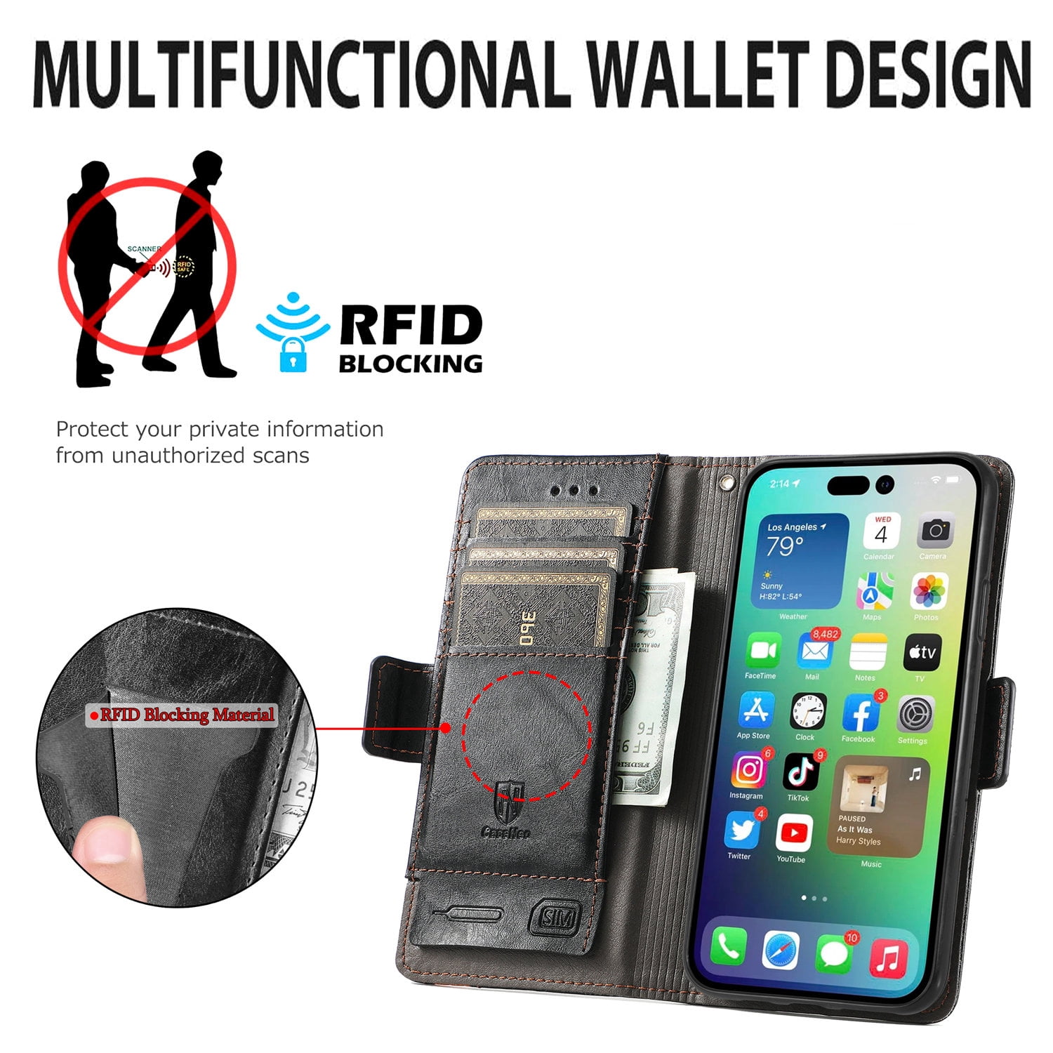 Leather Wallet Phone Case For Xiaomi Poco F6 Pro C55 C65 C50 F5 Pro M6 Pro Poco X5 Pro X4 M5 F4 F3 Quality Leather Phone Case With Card Holder Zipper