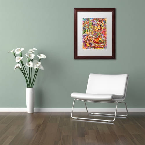Trademark Fine Art "A Robot Imagines A Hamburger" Canvas Art by Josh Byer, White Matte, Wood Frame