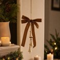 thumbnail image 2 of 2026 Christmas Home Party Decoration Christmas Ornament Bow Knot Hanging Decoration With Golden Bells Vintage Hanging Pendant For Xmas Tree Wall Door Holiday Party Decor, 2 of 6