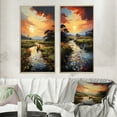 thumbnail image 1 of Designart "Coucher de Soleil sur une Rivière du Vietnam Delta II" Art Mural Encadré Vietnamien Ensemble de 2 - Ensemble de Cadres Muraux de Galerie de Paysages Rouges pour Décoration Intérieure, 1 of 6