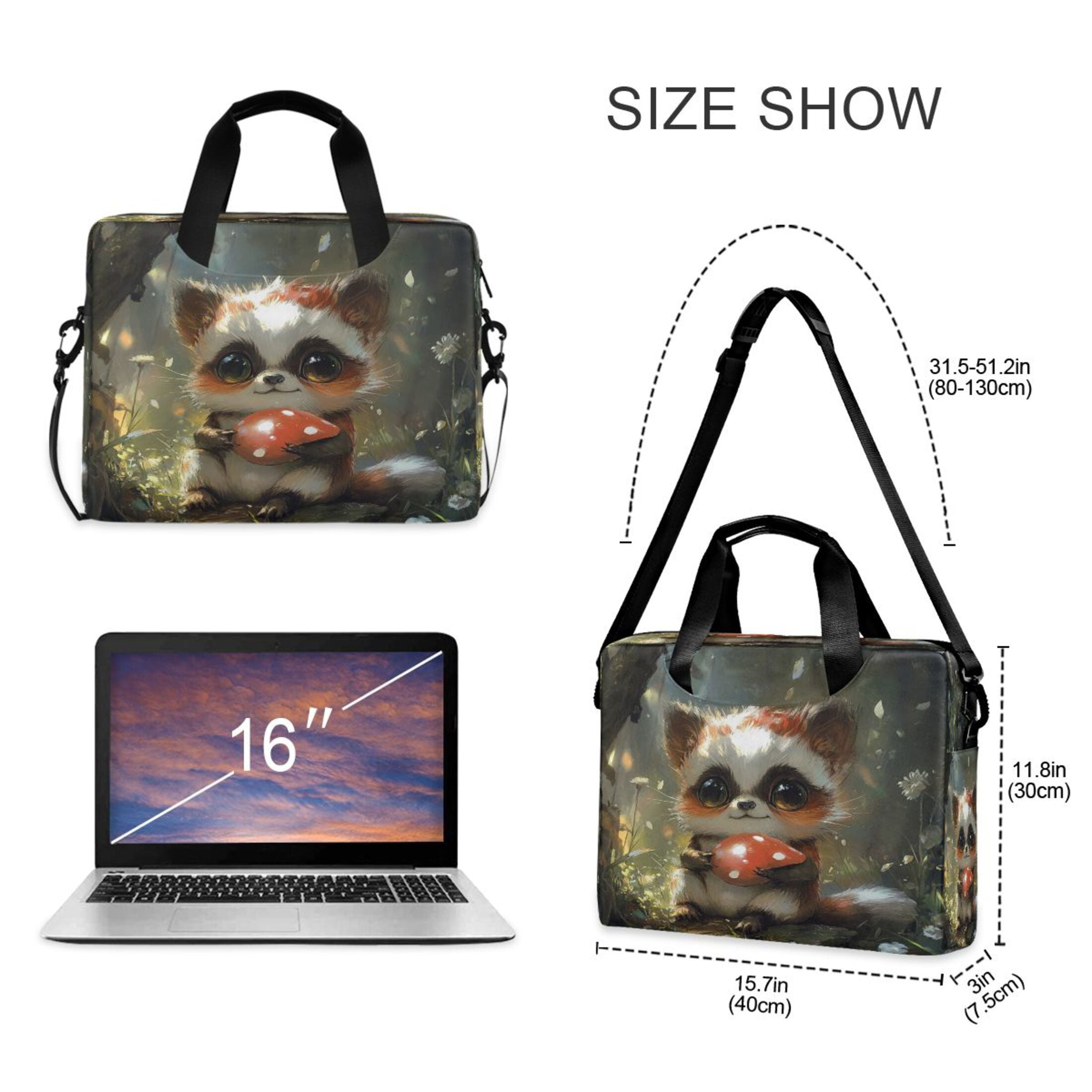 Laptop Bag Laptop Briefcase 15.7 x 3 x 11.8 Inches Laptop Bag Briefcases Laptop Storage Travel Laptop Bag Work Laptop Bag A Cartoon Raccoon