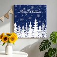thumbnail image 2 of Canvas Wall Art, Navy Blue Christmas Trees Framed Canvas Prints for Living Room Bathroom, Winter Xmas Snowflakes Pine Forest Gallery Wrapped Wall Decor for Home Office, Gifts, 12"x12" Ship Next Day, 2 of 9