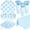 Blue Gingham Round, variant on 176 PCS Red Gingham Disposable Tableware Set Serves 25, Checkered Plates Napkins Cups Plastic Spoons Forks Knives, Wedding Birthday Dinner Party Supplies