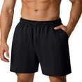 thumbnail image 2 of UVEASISHA Men's 5 Inch Inseam Casual Shorts Elastic Waist Drawstring Sweat Shorts Solid Color Loose Textured Athletic Shorts Summer Short Pants for Daily Wear Black S, 2 of 6