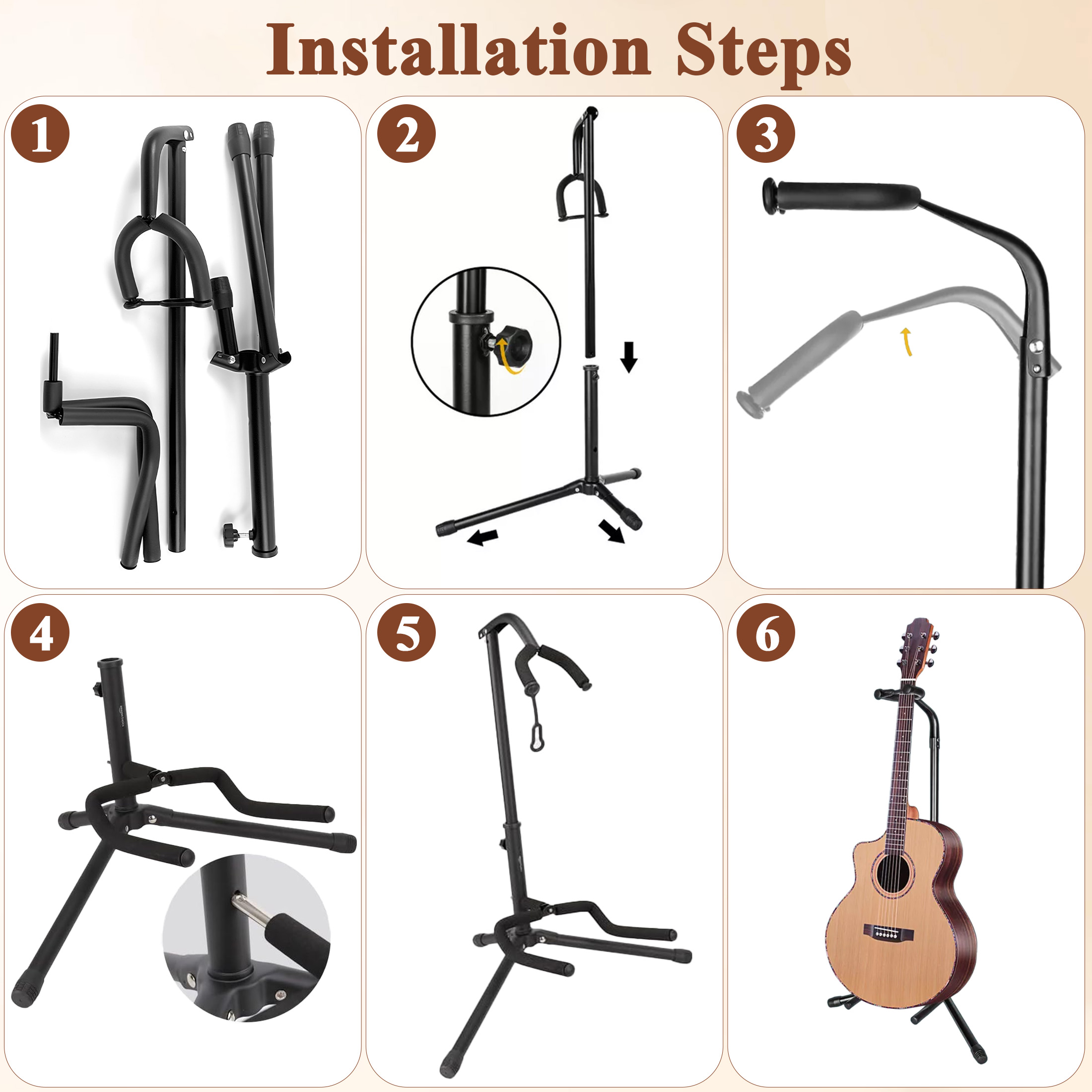 cyrico Folding Adjustable Tripod Guitar Stand photo 6