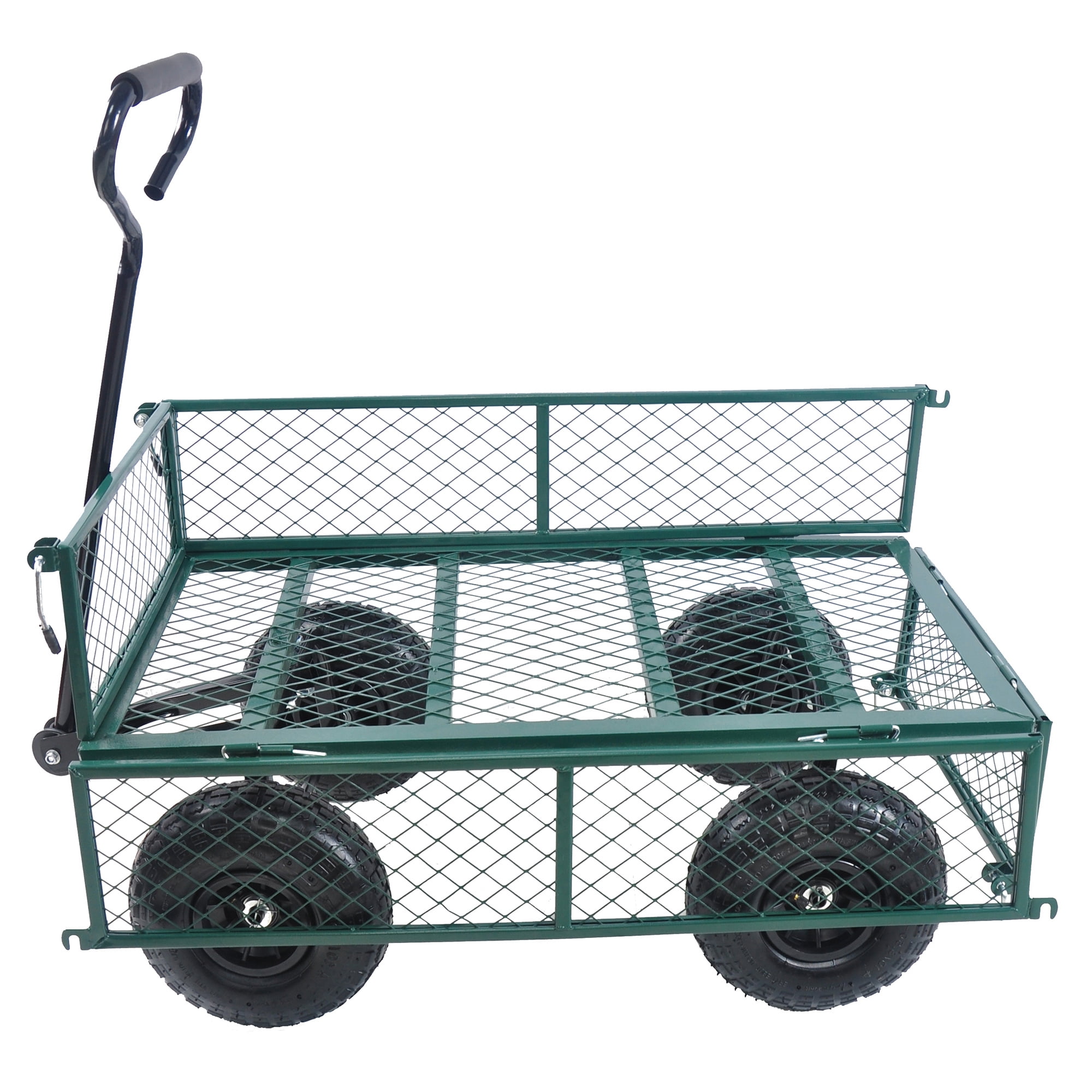 Aimee Lii Green Mesh Steel Garden Cart, Folding Utility Wagon with Removable Sides and Tires, Foldable Wagon Cart with Wheels Aimee Lii Green Mesh Steel Garden Cart, Folding Utility Wagon with Removable Sides and Tires, Foldable Wagon Cart with Wheels