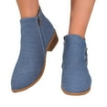 thumbnail image 4 of Xiaoxatg Women's Ankle Boots Casual Comfortable Denim Side Zipper Booties for Autumn Winter Daily Wear with Stylish Heel Design 9 Light Blue, 4 of 9