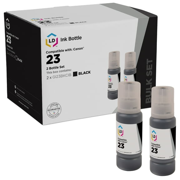 LD Products Compatible Replacement for Canon GI-23 / 4696C001 Black Ink Bottle 2-Pack Pixma G620