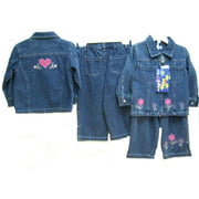 Infant Girls Sizes 12M/18M/24M Cotton Denim Embroidery Jacket 2-PC Sets. * 1 Unit Set Pack *