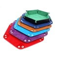 thumbnail image 3 of Foldable Dice Tray Box PU Leather Folding Hexagon Coin Square Tray Dice Game, 3 of 8
