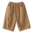 thumbnail image 4 of Sngxgn Women's High Waisted Shorts with Pockets Workout Long Shorts for Women(Khaki,L), 4 of 4